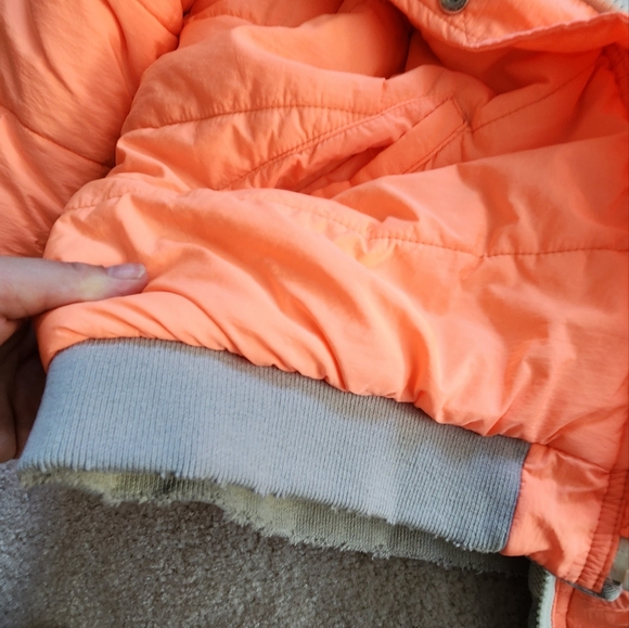 We the Free People Orange-Grey Black Run Reversible Puffer hood Jacket Small - Picture 12 of 13